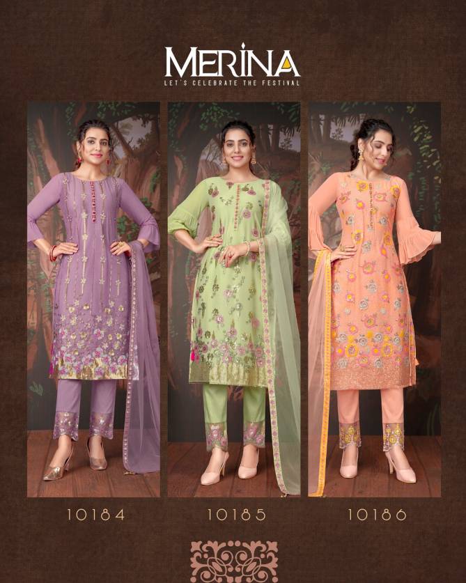 Lily And Lali Merina Fancy Heavy Net Festive Wear Designer Ready Made Suit Collection
